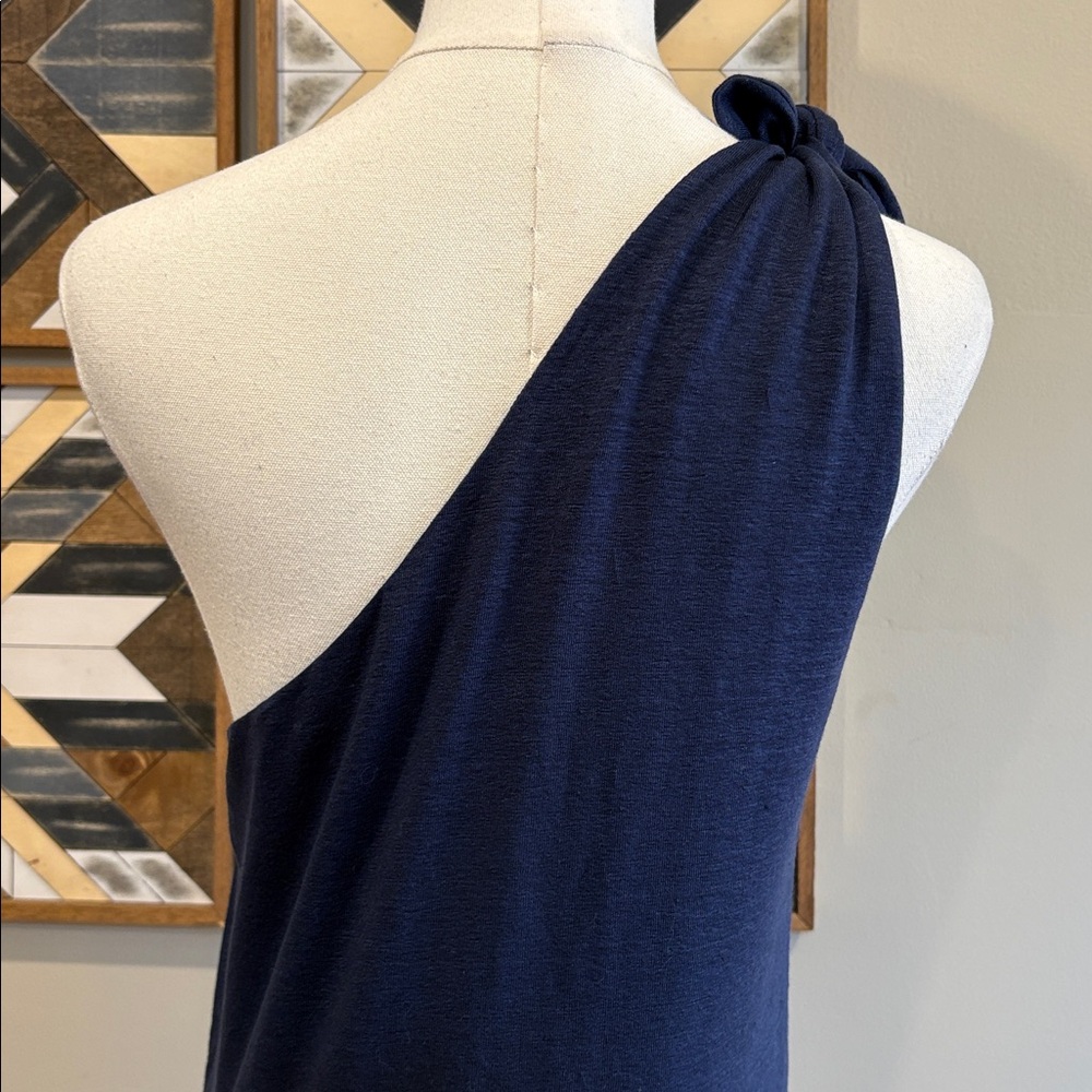 Ralph Lauren Collection One-Shoulder Sleeveless Navy Linen Tank Top size Medium - Picture 8 of 12